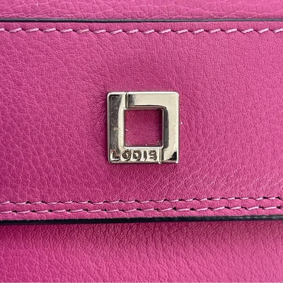 Lodis Fuchsia Pink Leather Long Wallet Continental Fold-Over Design - Picture 12 of 15
